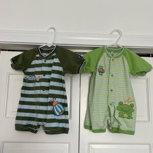 2 vintage boy adorable rompers